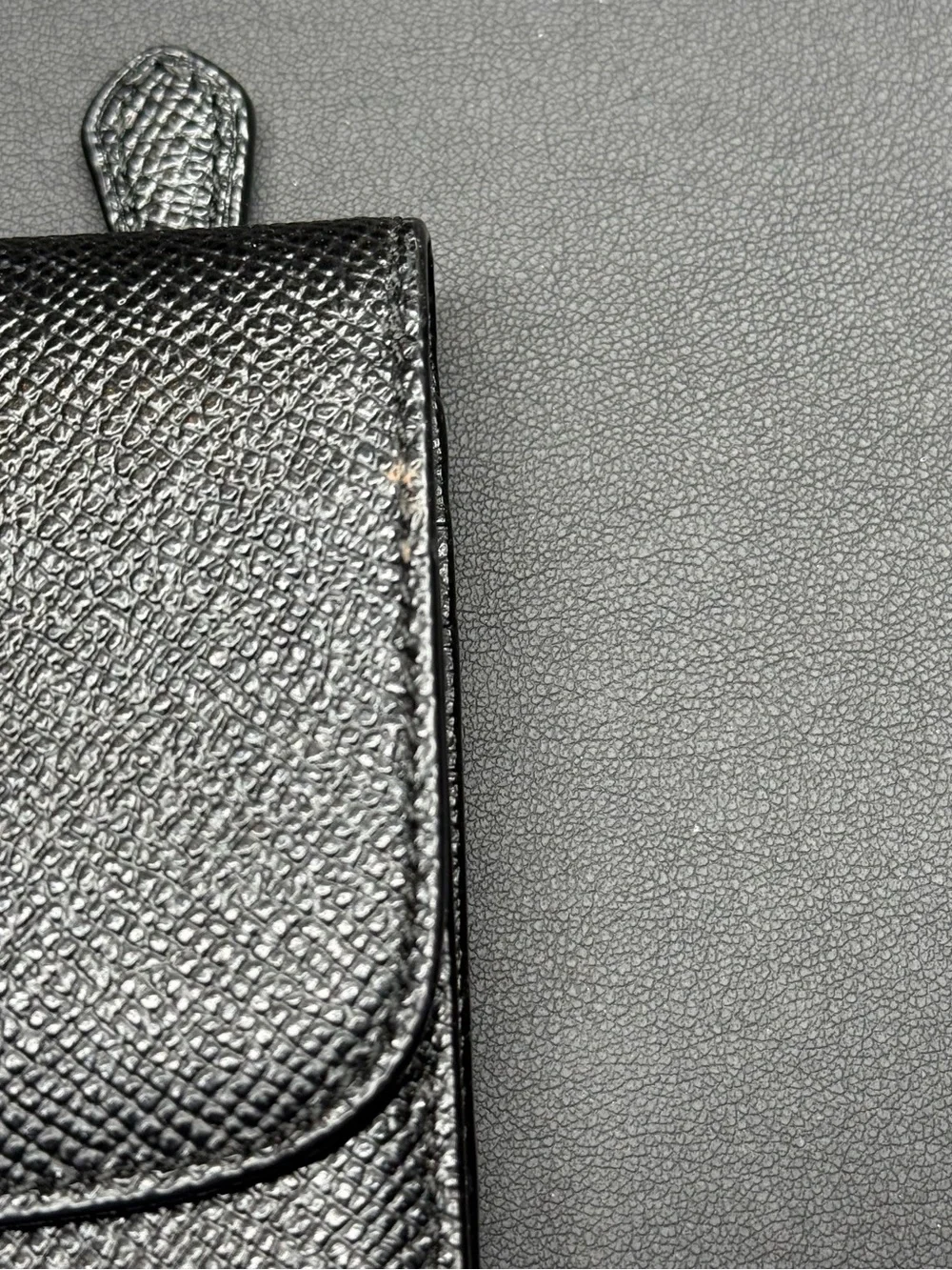 Coach Black Pebbled Leather Compact Wallet with Gold Logo